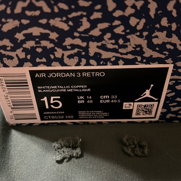 Air Jordan 3 Retro - white metallic copper - NWT - size 15 - Picture 12 of 12